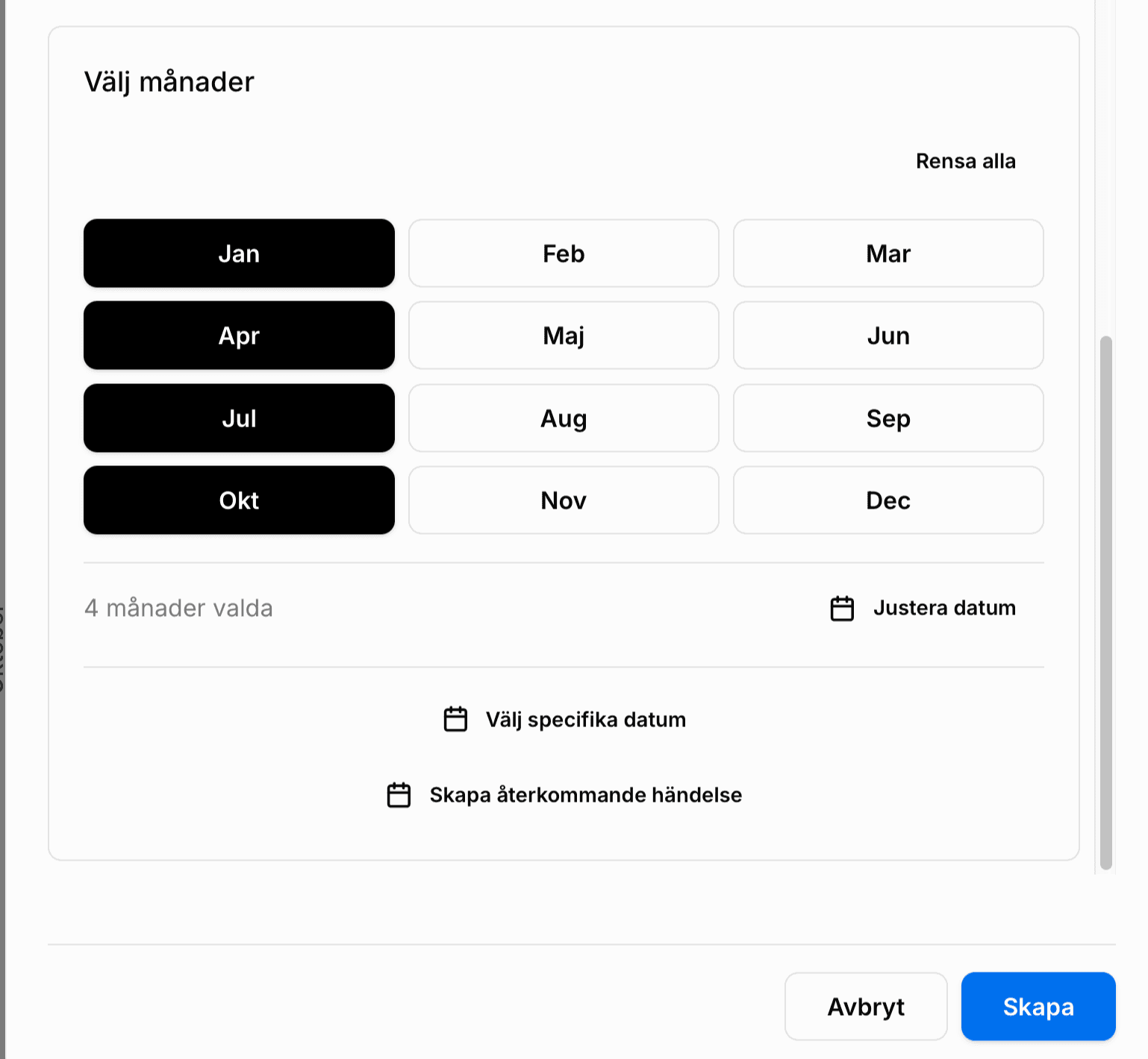 Planera månader i taget